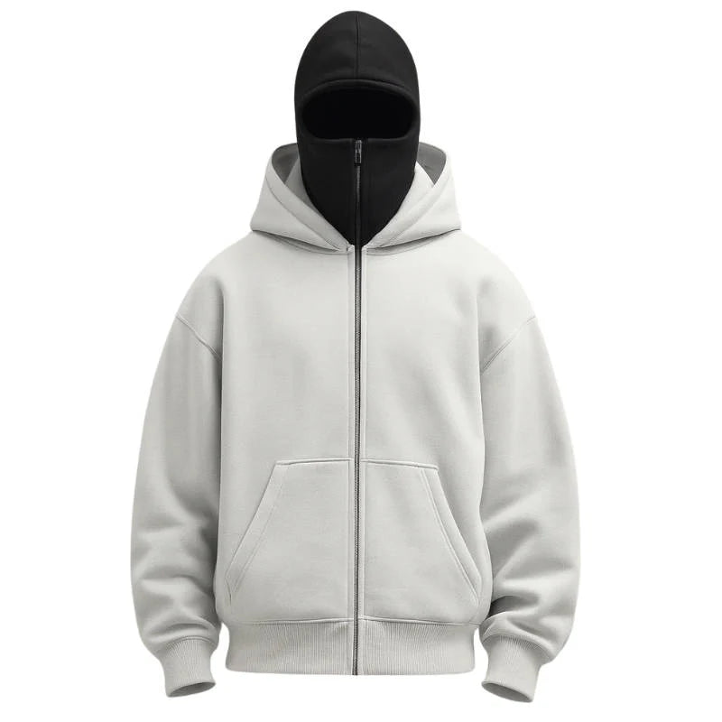Balaclava Hoodie | Full-Zip Knit Polyester | Double Hood & Face Coverage