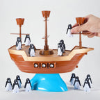 Balancing Game | Wobbly Pirate Ship Base & Wooden Penguins | Ages 3+