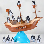 Balancing Game | Wobbly Pirate Ship Base & Wooden Penguins | Ages 3+