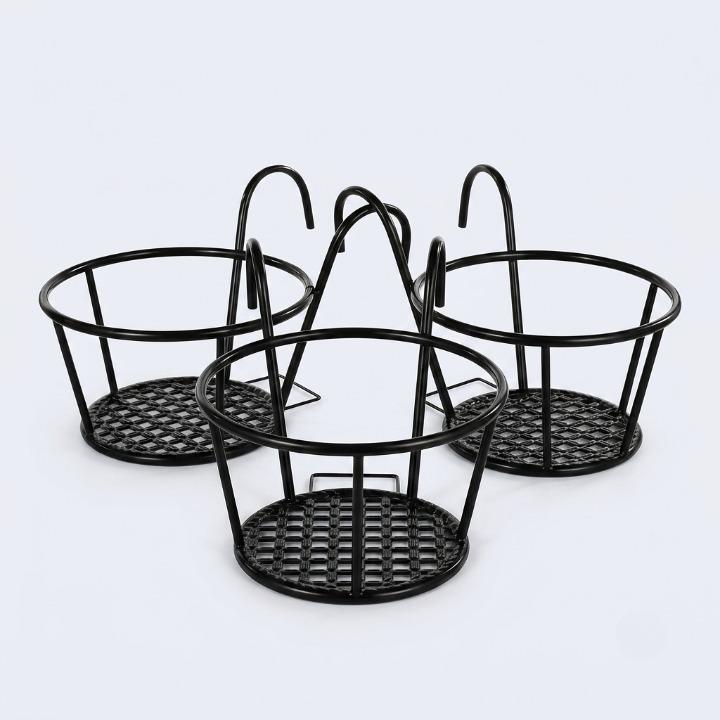 Balcony Pot Holder | Hook-On No-Drill Design | 3-Pack