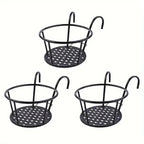 Balcony Pot Holder | Space-Saving Rail Mount | Set of 3