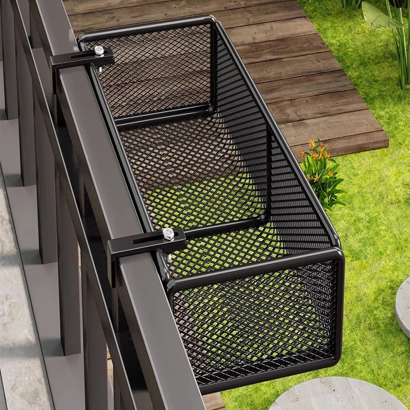 Balcony Rail Planter Box | Clamp-On Rail-Mount & Ventilated Mesh