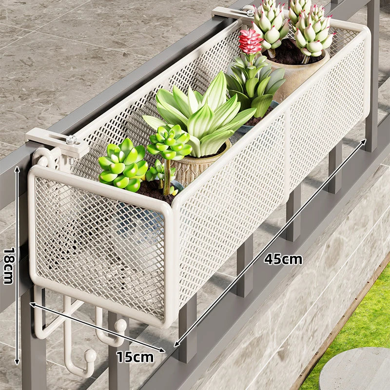 Balcony Rail Planter Box | Clamp-On Rail-Mount & Ventilated Mesh