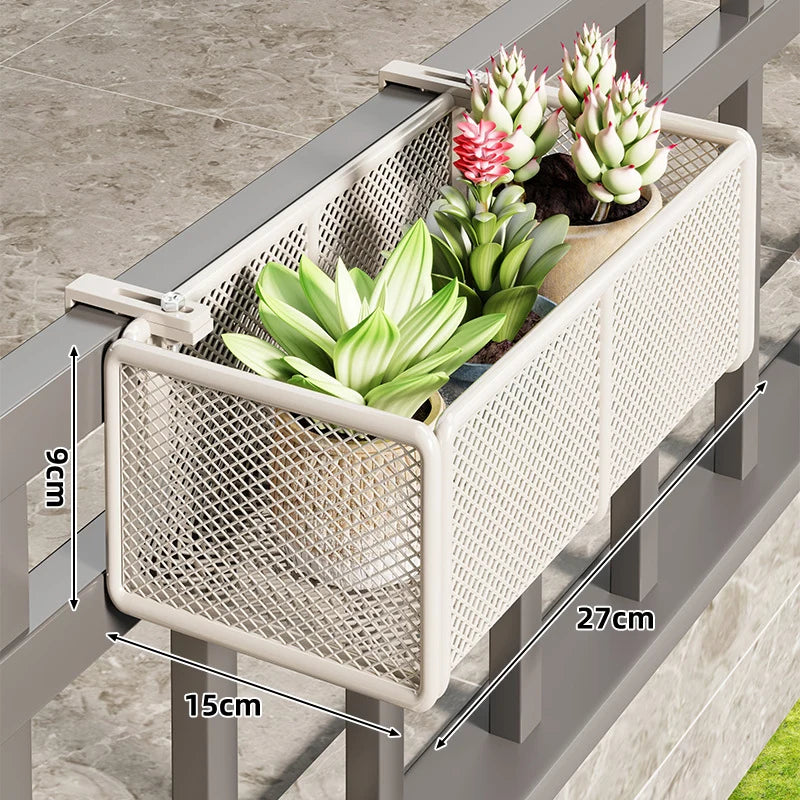 Balcony Rail Planter Box | Clamp-On Rail-Mount & Ventilated Mesh