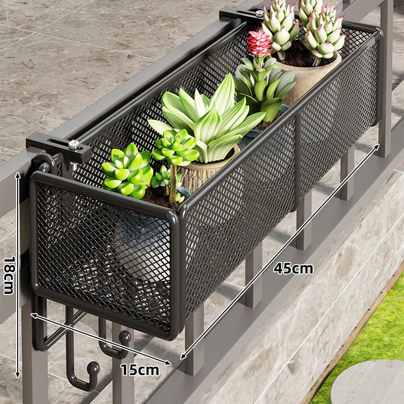 Balcony Rail Planter Box | Clamp-On Rail-Mount & Ventilated Mesh