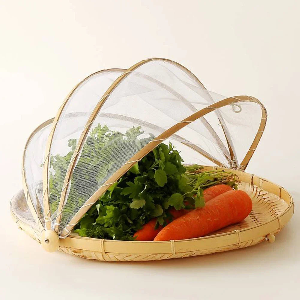 Bamboo Basket | Woven & Foldable With Mosquito Net | Small/Medium/Large
