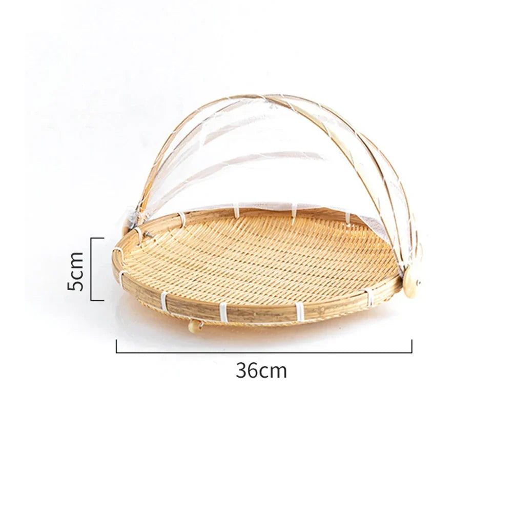 Bamboo Basket | Woven & Foldable With Mosquito Net | Small/Medium/Large