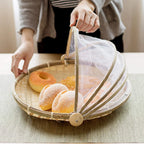 Bamboo Basket | Woven & Foldable With Mosquito Net | Small/Medium/Large
