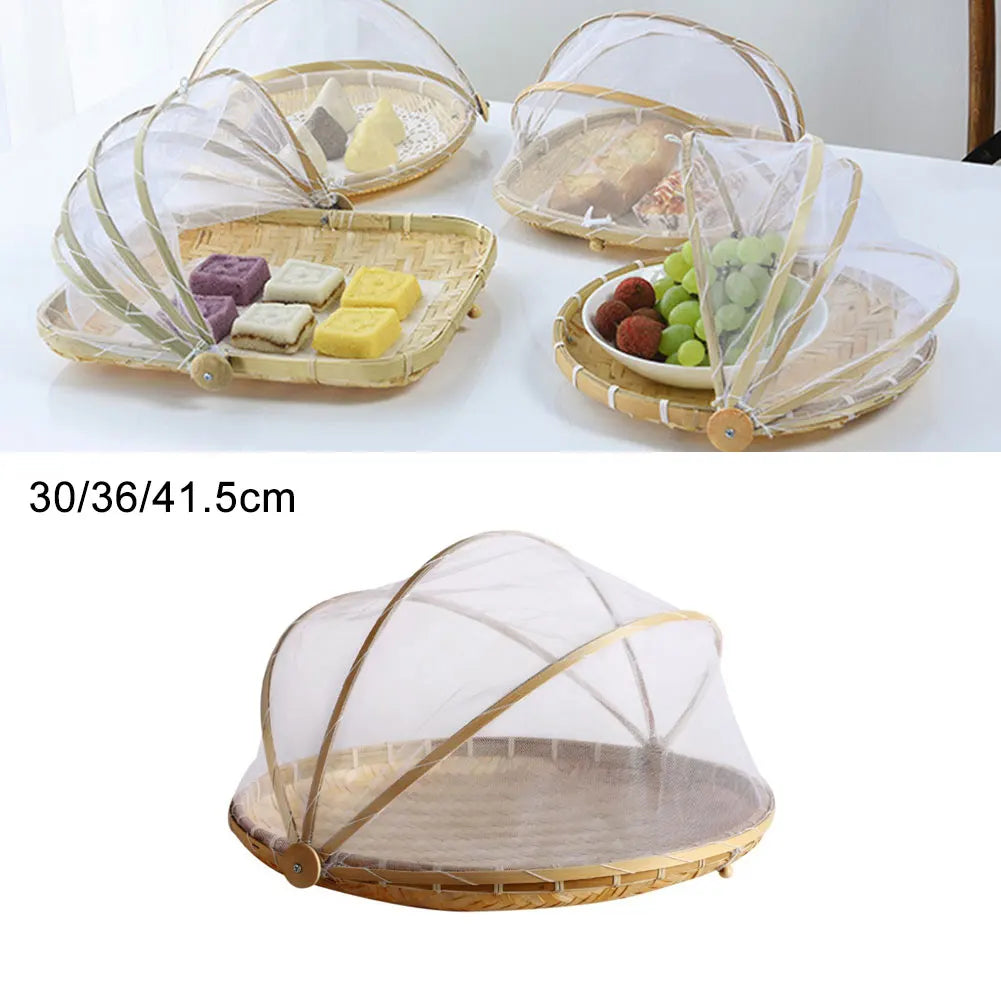 Bamboo Basket | Woven & Foldable With Mosquito Net | Small/Medium/Large