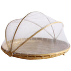 Bamboo Basket | Woven & Foldable With Mosquito Net | Small/Medium/Large