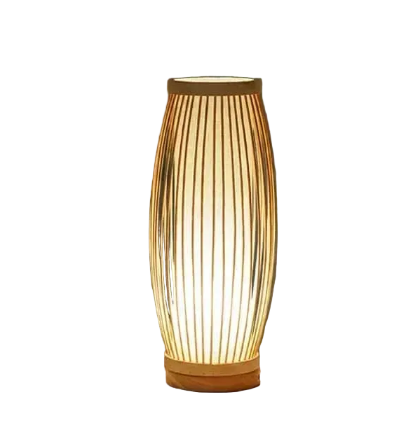 Table Lamp | Hand-Knitted Bamboo Shade | Japanese Zen Design, E27 Socket