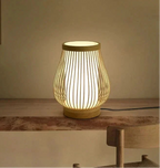 Table Lamp | Hand-Knitted Bamboo Shade | Japanese Zen Design, E27 Socket