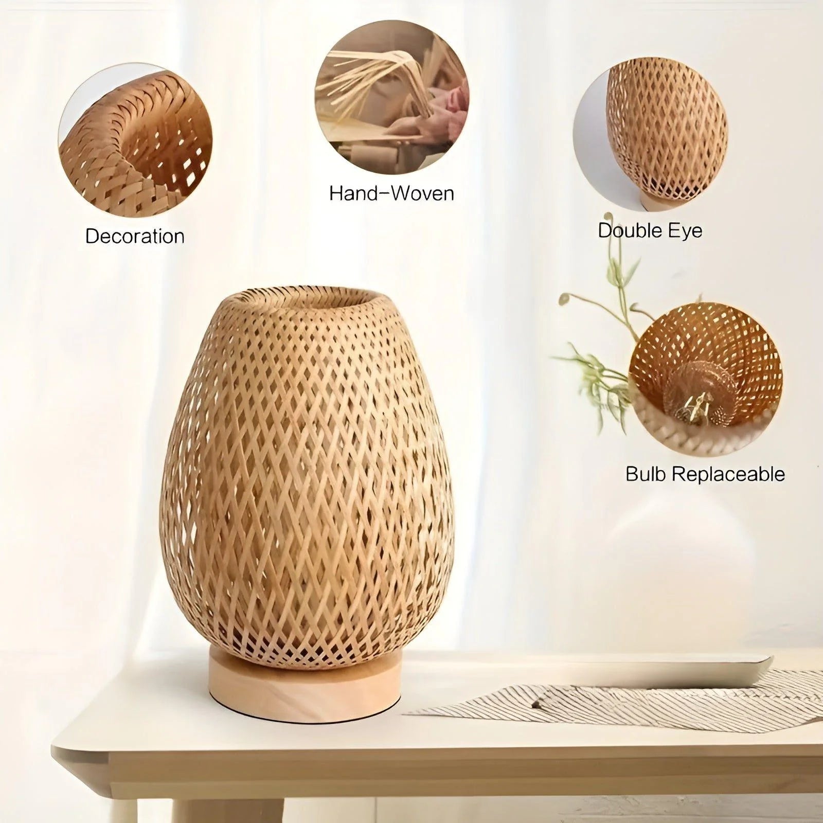 Table Lamp | Minimalist Natural Bamboo Body | USB Powered