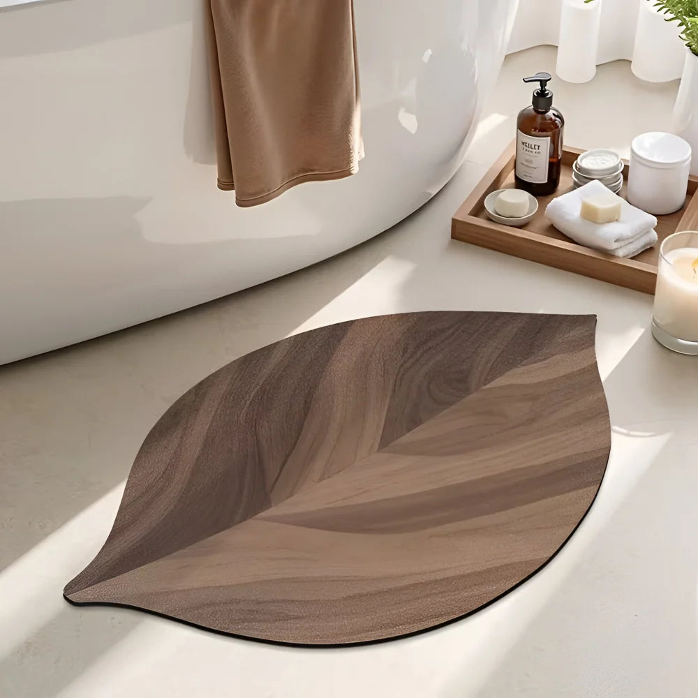 Bath Mat | Non-Slip & Water-Absorbent | Oval Leaf Design