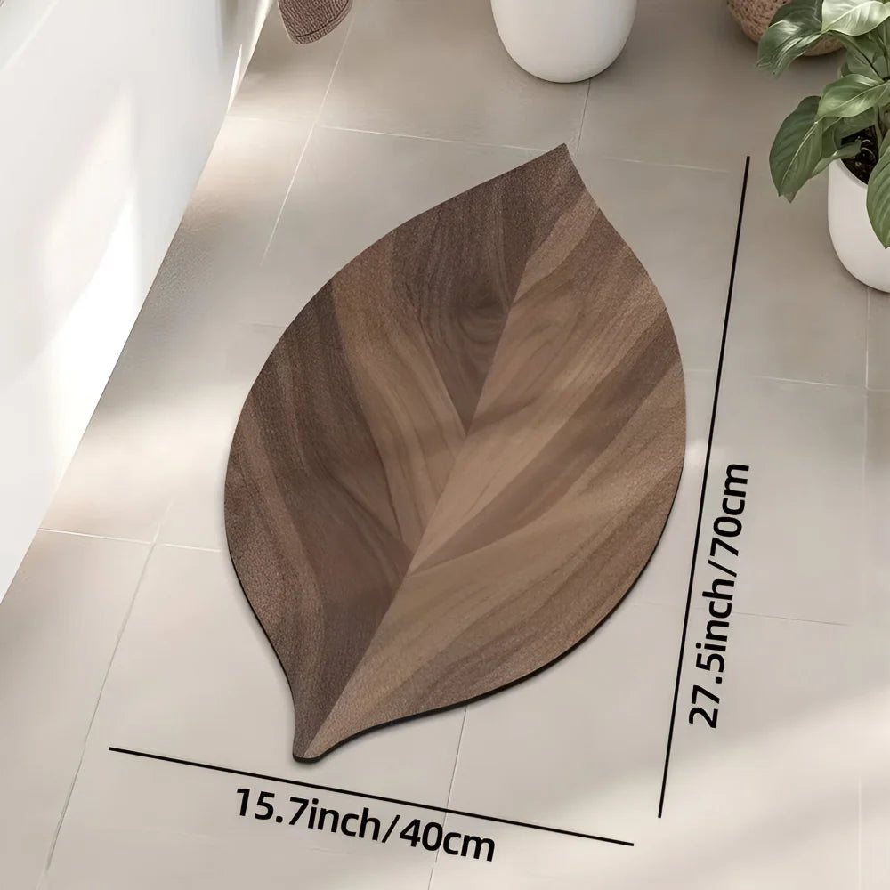 Bath Mat | Non-Slip & Water-Absorbent | Oval Leaf Design