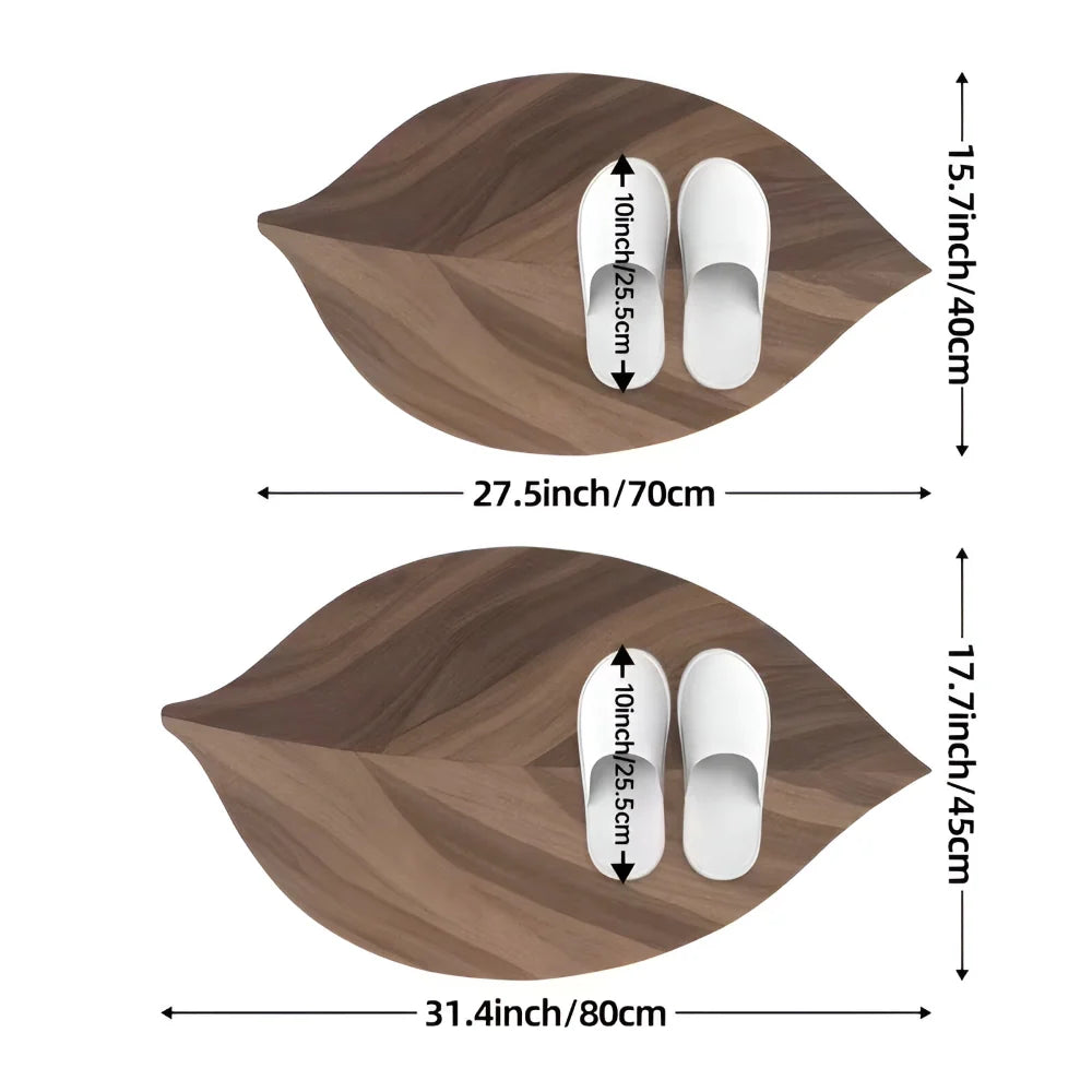Bath Mat | Non-Slip & Water-Absorbent | Oval Leaf Design