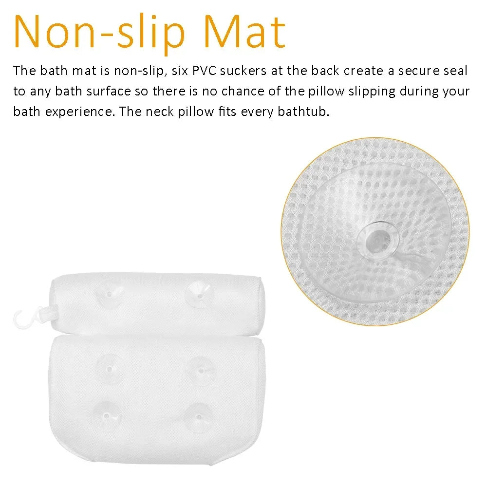 Bath Pillow | 3D Mesh Back Support & Suction Cups