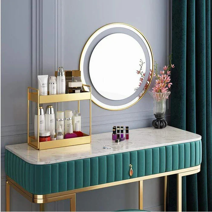 Cosmetic Organizer | Double-Layer Metal Trays | Gold Finish
