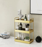 Cosmetic Organizer | Double-Layer Metal Trays | Gold Finish