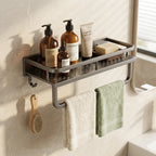 Bathroom Shelf | Aluminum Wall-Mounted | Optional Towel Rail