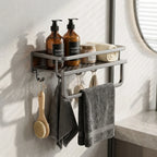 Bathroom Shelf | Aluminum Wall-Mounted | Optional Towel Rail