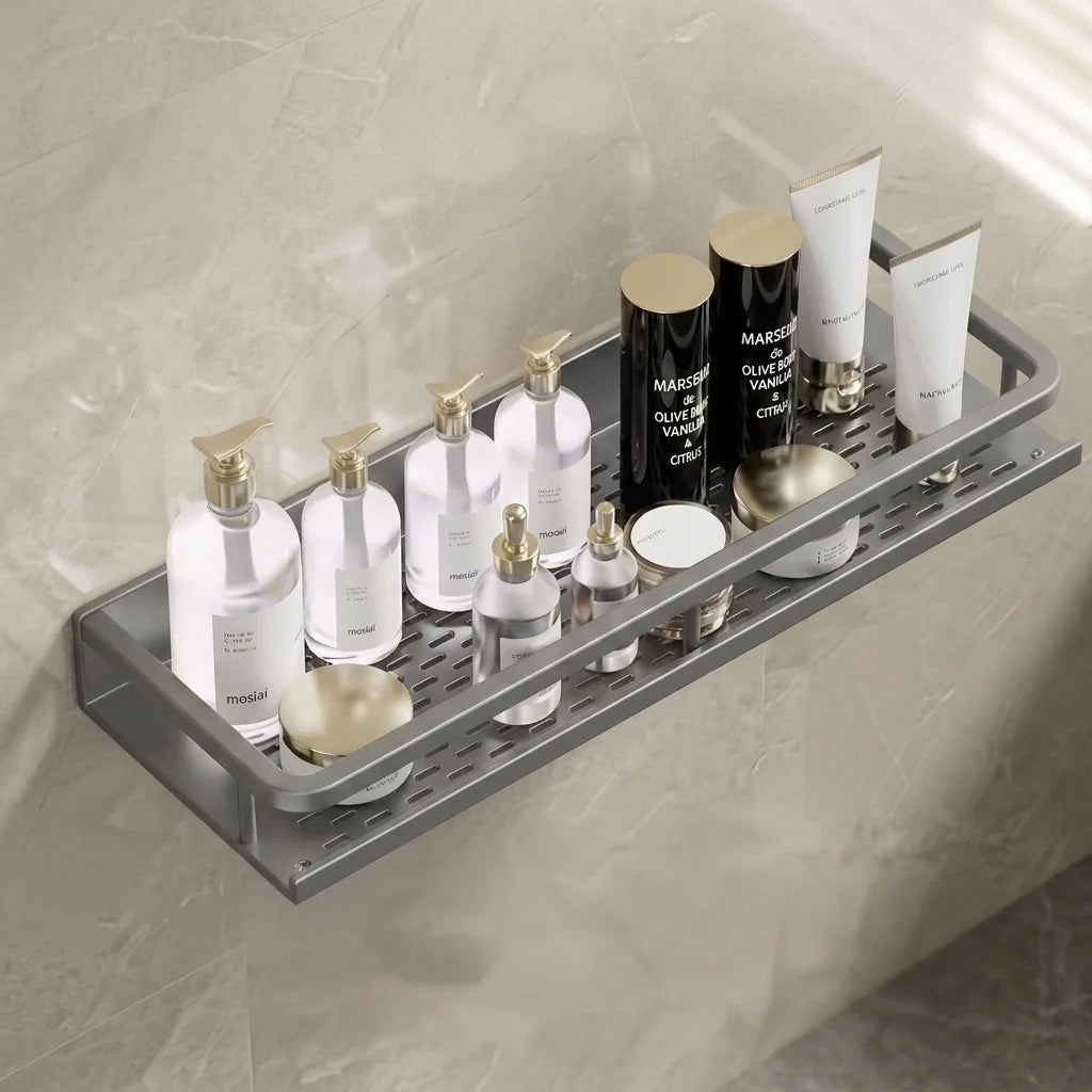Bathroom Shelf | Aluminum Wall-Mounted | Optional Towel Rail