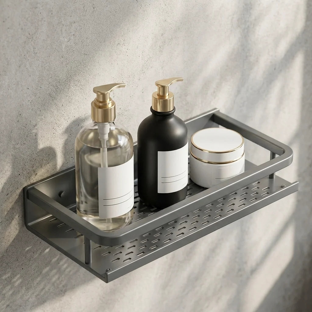 Bathroom Shelf | Aluminum Wall-Mounted | Optional Towel Rail