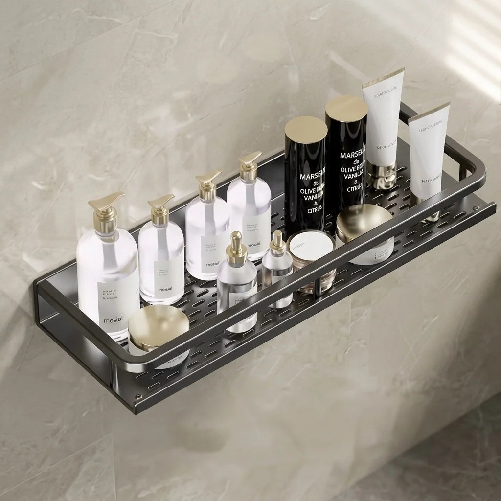 Bathroom Shelf | Aluminum Wall-Mounted | Optional Towel Rail