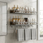 Bathroom Shelf | Aluminum Wall-Mounted | Optional Towel Rail