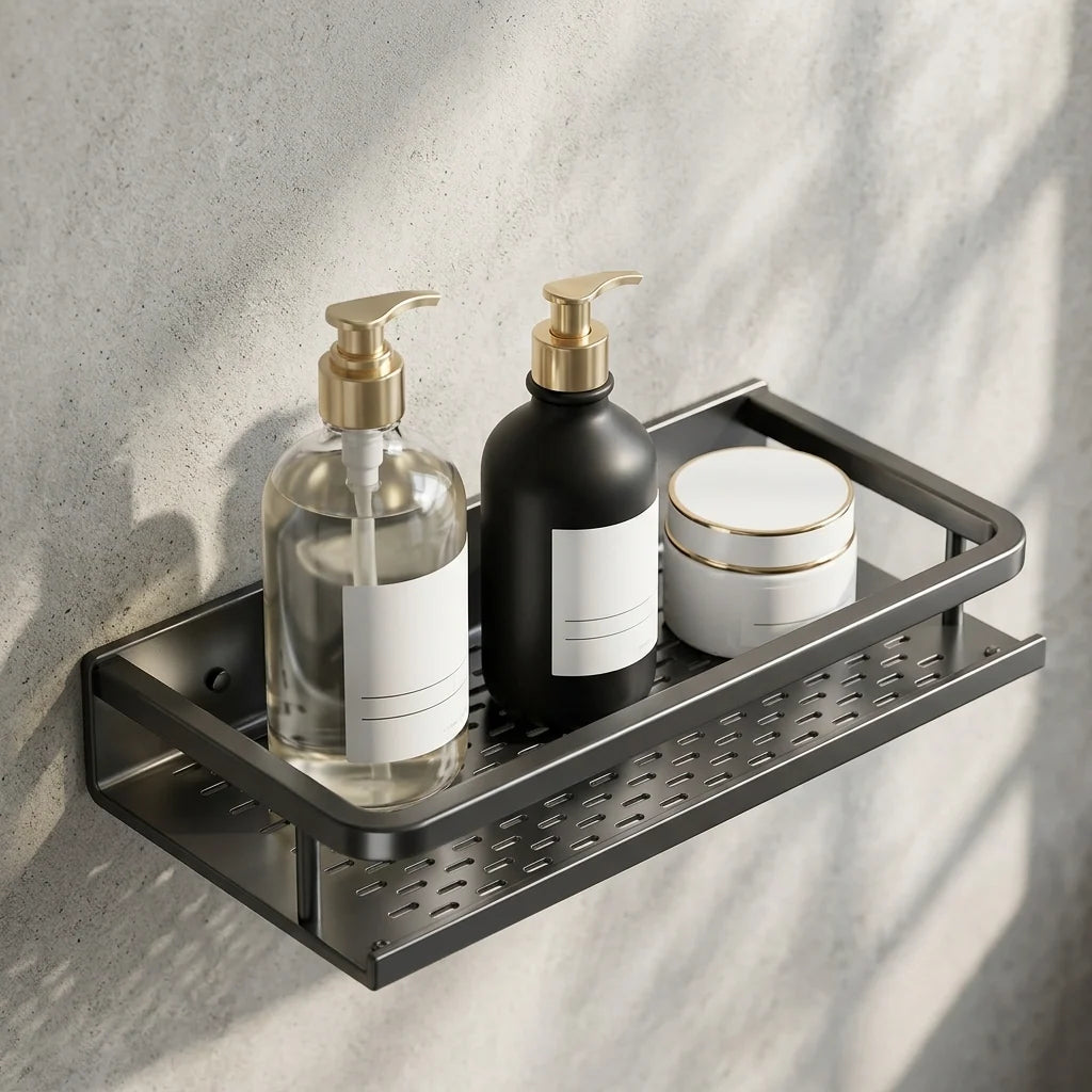 Bathroom Shelf | Aluminum Wall-Mounted | Optional Towel Rail
