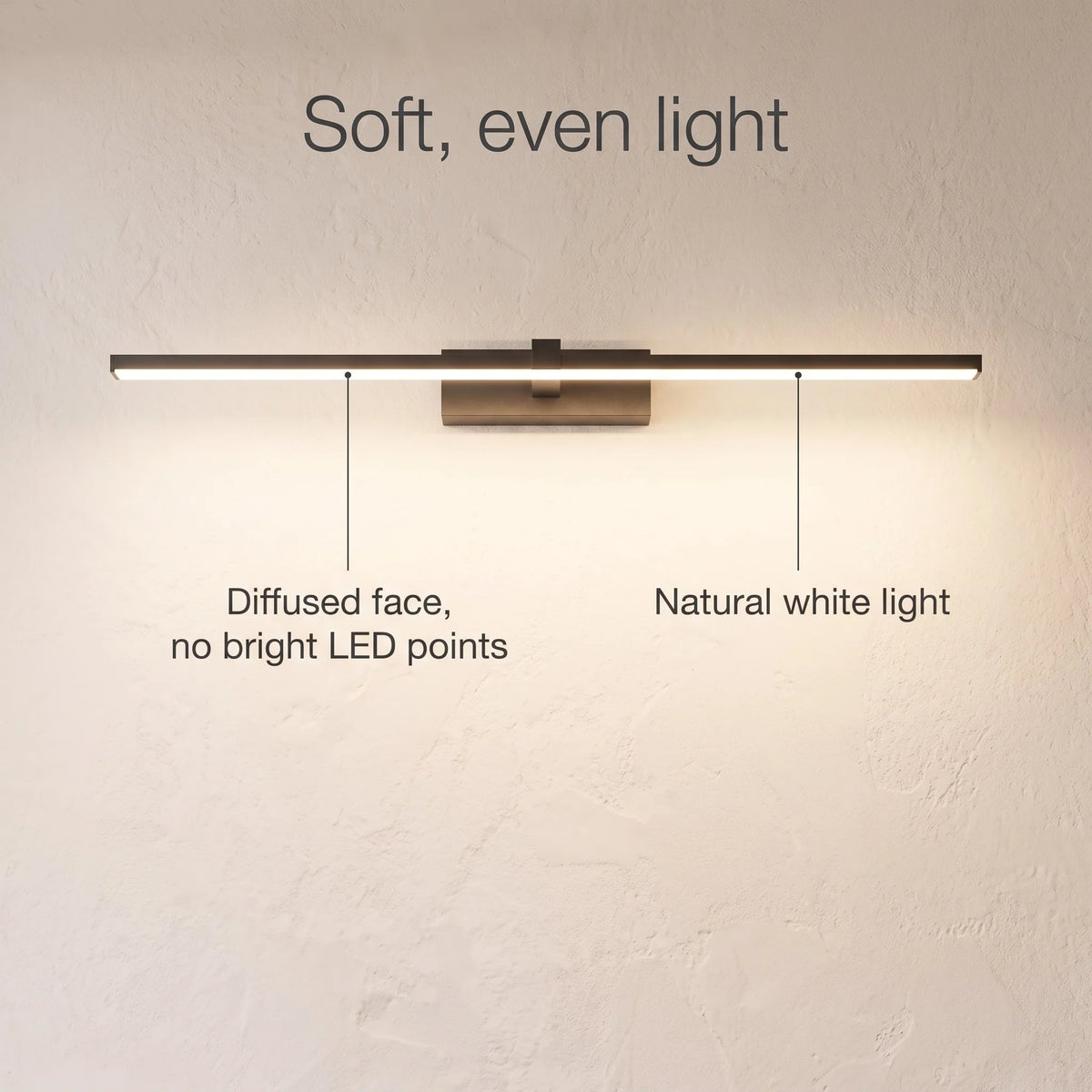 Bathroom Vanity Light | Aluminum Diffused LED | Natural White Light