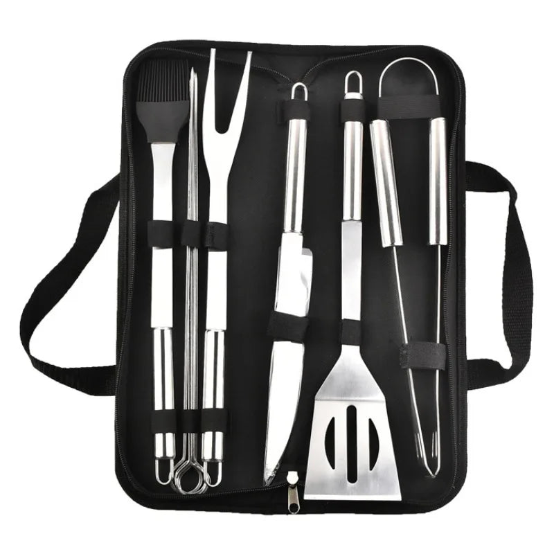 BBQ Tool Set | Stainless Steel & Fabric Carry Bag | 9-12 Pcs