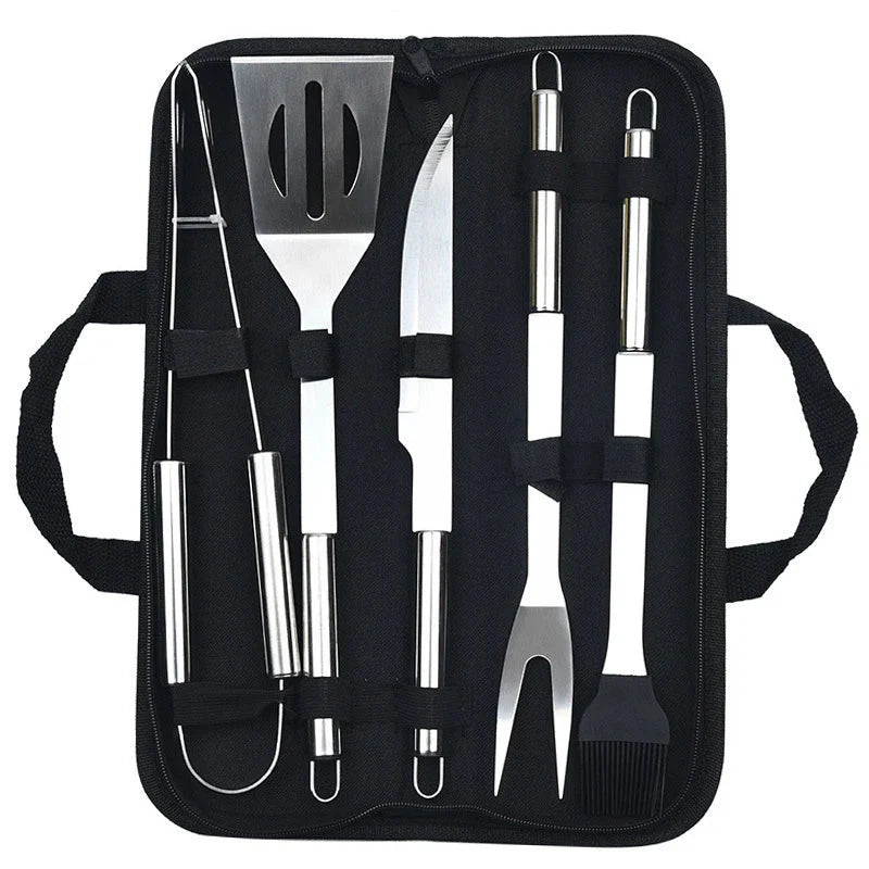 BBQ Tool Set | Stainless Steel & Fabric Carry Bag | 9-12 Pcs