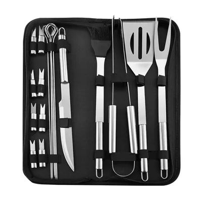 BBQ Tool Set | Stainless Steel & Fabric Carry Bag | 9-12 Pcs