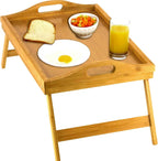 Bed Tray Table | Bamboo Folding Legs & Raised Edges