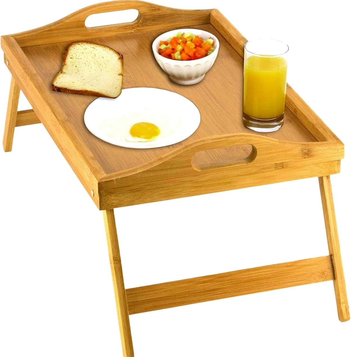 Bed Tray Table | Bamboo Folding Legs & Raised Edges