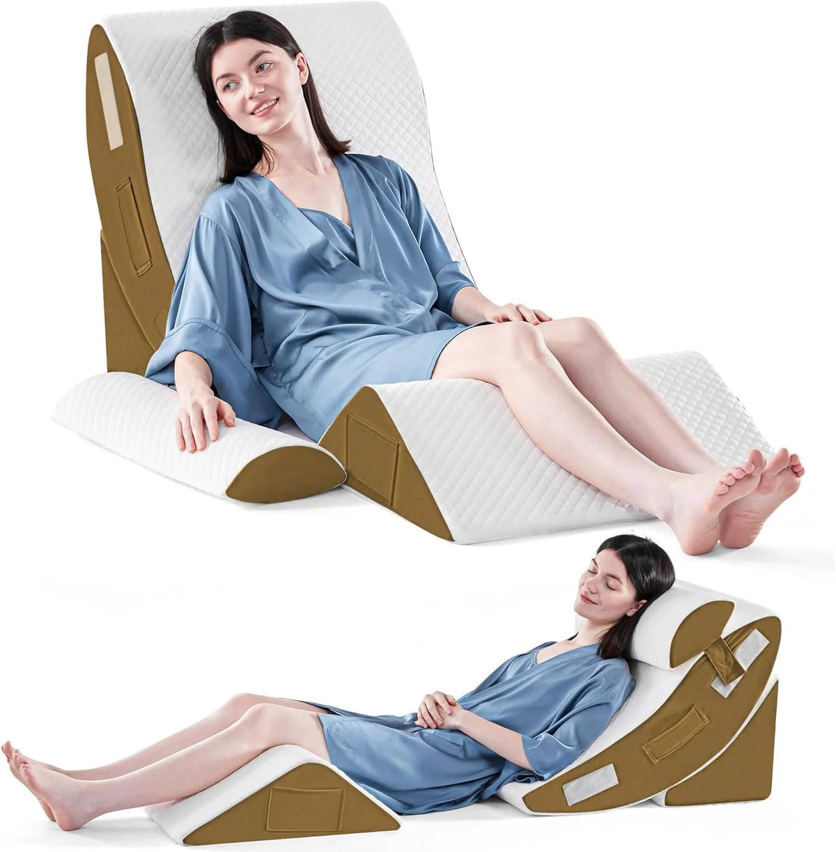 Bed Wedge Pillow Set | Memory Foam & Adjustable Multi-Position | Set of 4