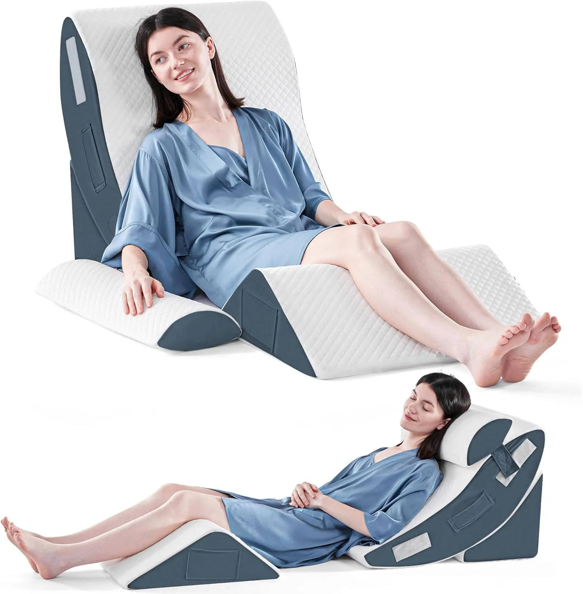 Bed Wedge Pillow Set | Memory Foam & Adjustable Multi-Position | Set of 4