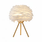 Bedside Lamp | Feather Shade & Metal Base