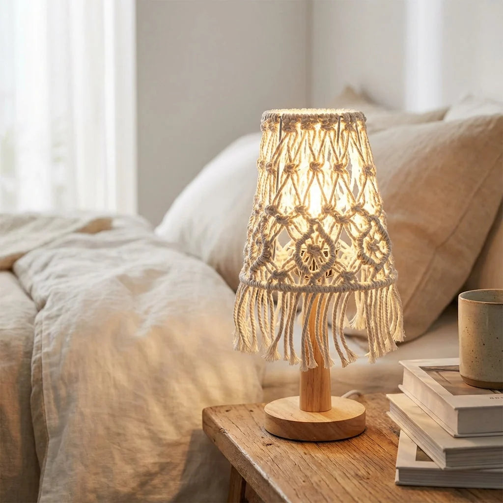 Bedside Lamp | Feather-Textured Shade & Warm Diffused Light | 30 cm
