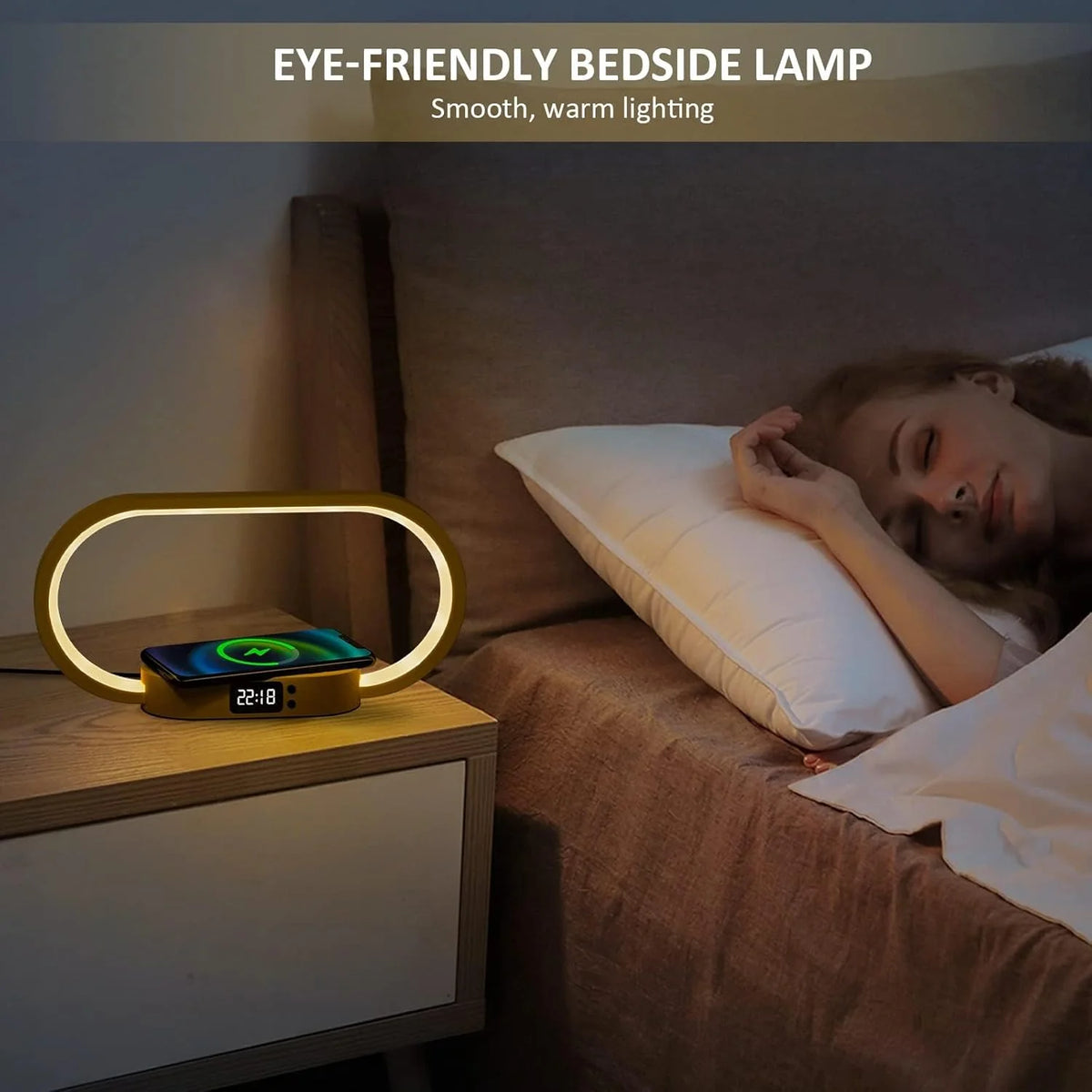 Bedside Lamp | Touch Dimmable LED & 10W Wireless Charging