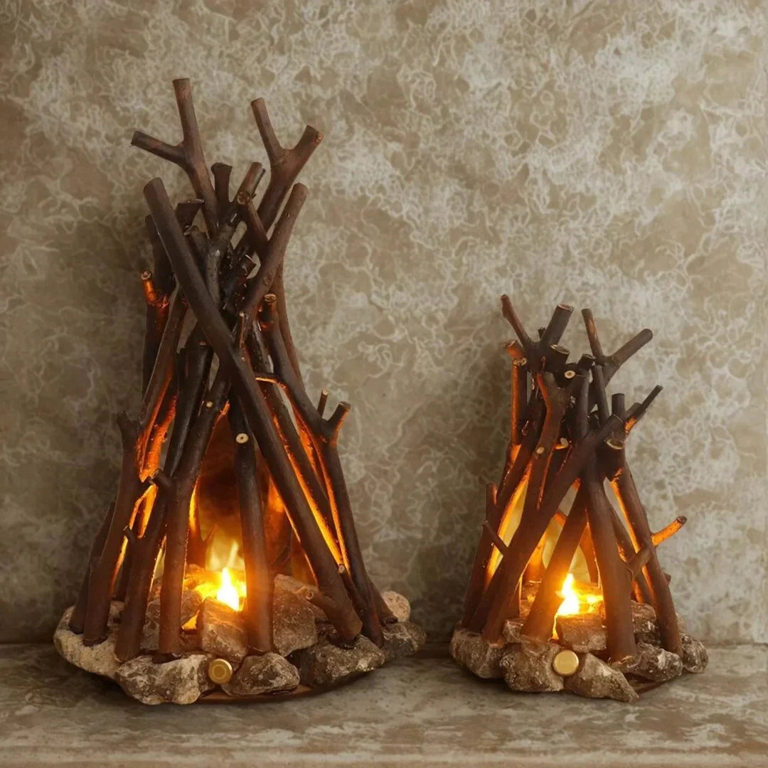 Bedside Night Light | Handcrafted Wood & Stone | Rechargeable & 3 Brightness Levels