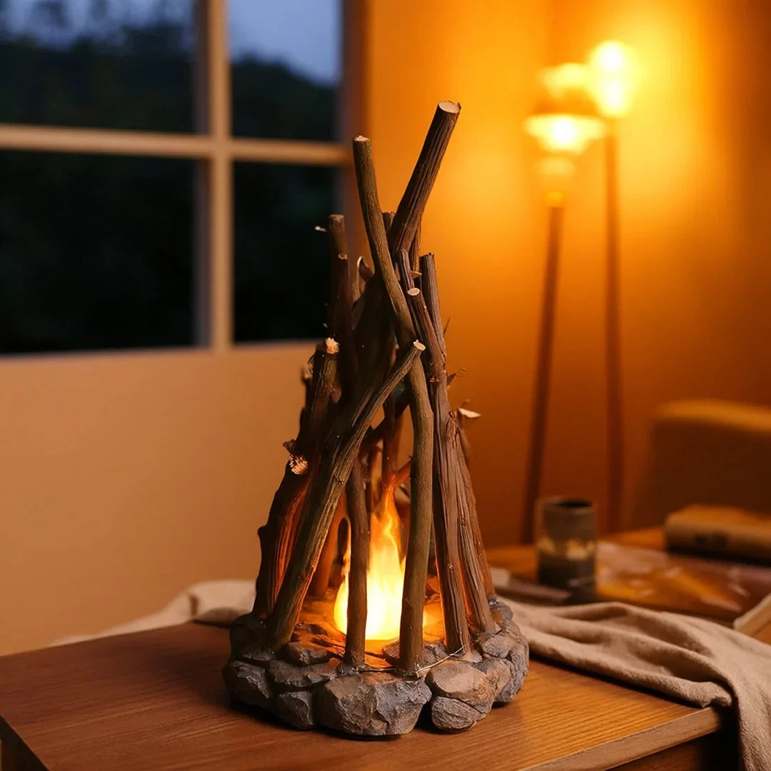Bedside Night Light | Handcrafted Wood & Stone | Rechargeable & 3 Brightness Levels