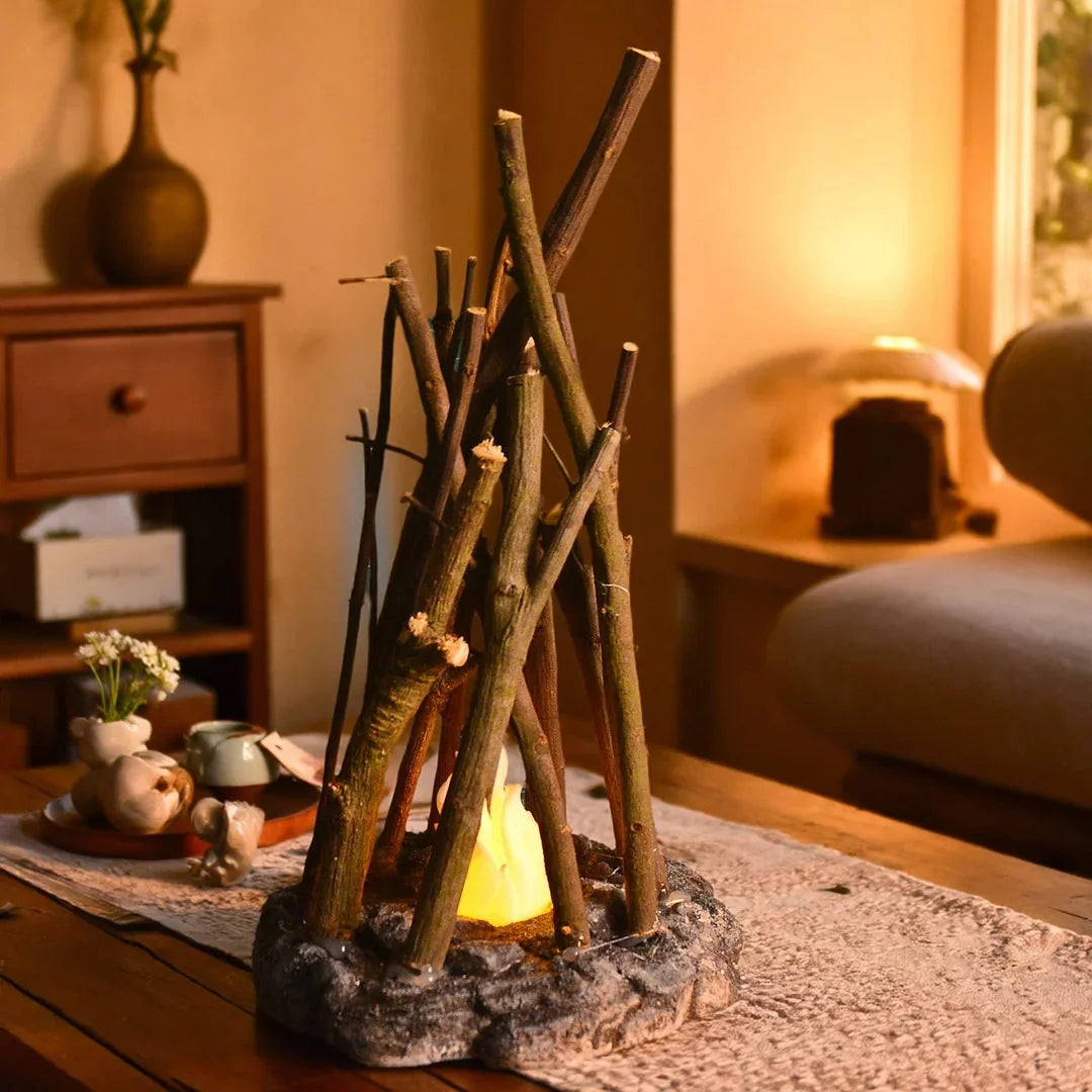 Bedside Night Light | Handcrafted Wood & Stone | Rechargeable & 3 Brightness Levels