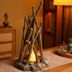 Bedside Night Light | Handcrafted Wood & Stone | Rechargeable & 3 Brightness Levels