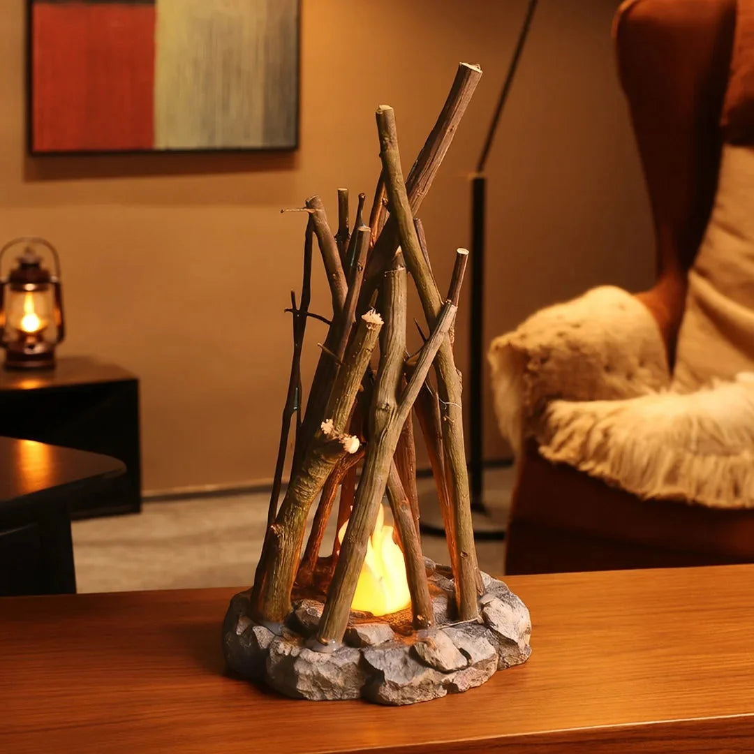 Bedside Night Light | Handcrafted Wood & Stone | Rechargeable & 3 Brightness Levels