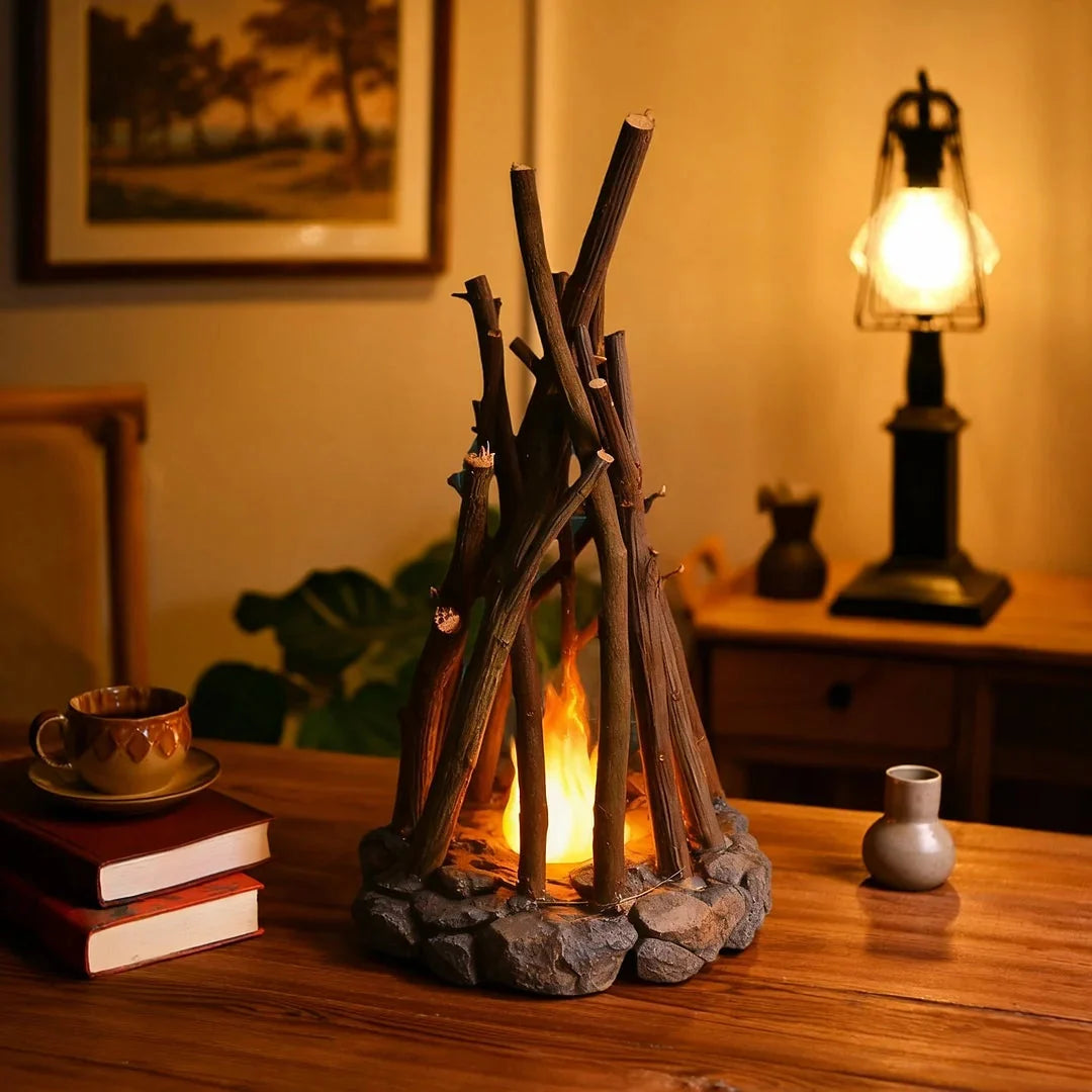 Bedside Night Light | Handcrafted Wood & Stone | Rechargeable & 3 Brightness Levels