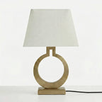 Bedside Table Lamp | Sculptural Ring Base & Fabric Shade | 56 cm Height