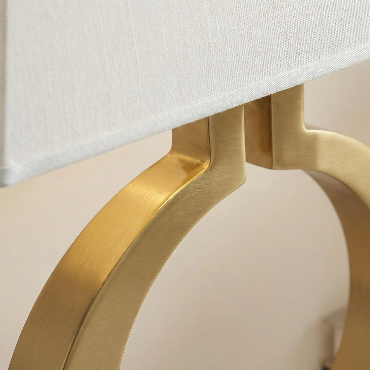 Bedside Table Lamp | Sculptural Ring Base & Fabric Shade | 56 cm Height