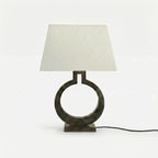 Bedside Table Lamp | Sculptural Ring Base & Fabric Shade | 56 cm Height